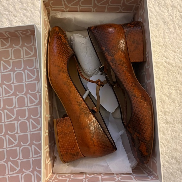 NWT Ulla Johnson Lucy Mary Jane Sunset Python Heels in rust/copper. Size 9 - Picture 7 of 9